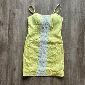 Lilly Pulitzer Shelli Stretch Dress Watch Hill Yellow Size 10 Preppy